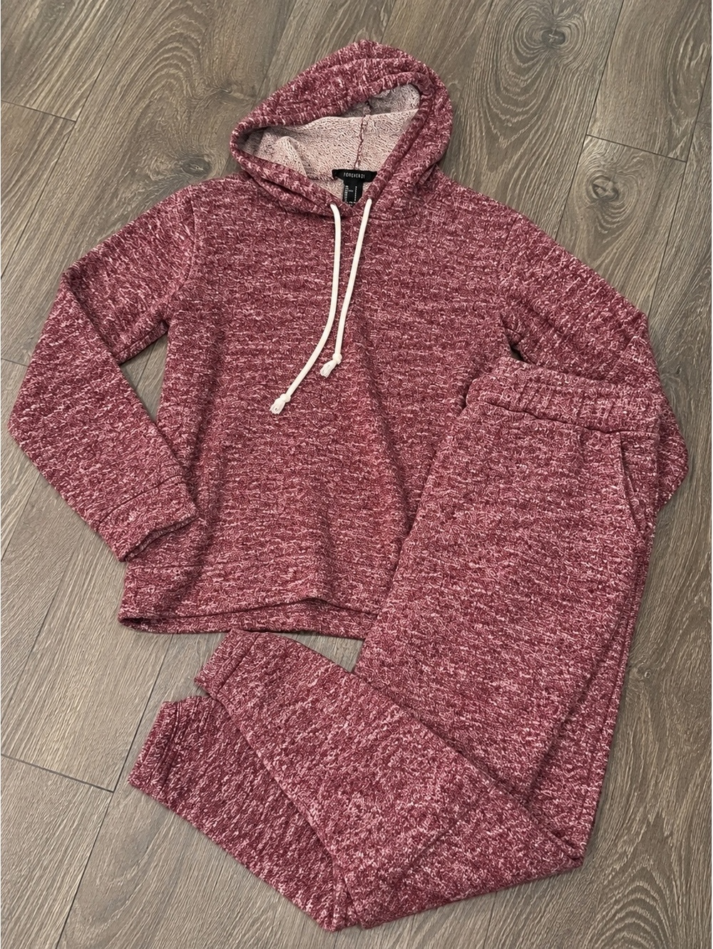 Forever 21 Women's Cozy Maroon Hoodie and Sweatpants Set Size Small